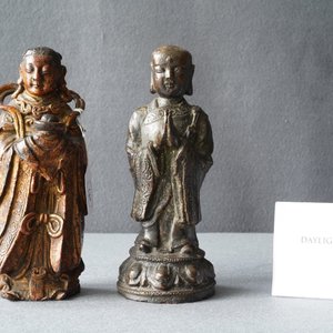 Deux figures en bronze laqué et doré, Chine, Ming — photo 19