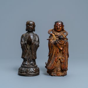Deux figures en bronze laqué et doré, Chine, Ming — photo 2