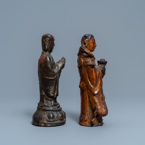 Deux figures en bronze laqué et doré, Chine, Ming — photo 5