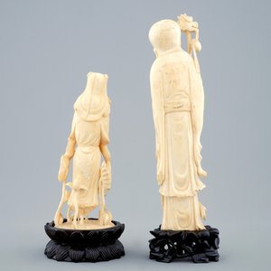 Deux figures en ivoire sculpté de Shou Lao et Guanyin, Chine, vers 1900 — photo 3