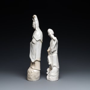 Deux figures en porcelaine blanc de Chine figurant Liu Hai et Guanyin, Kangxi — photo 2