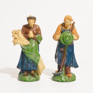 Deux figures en poterie flamande de la série "Les 4 saisons", prob. ateliers de Laigneil, 20ème — photo 2