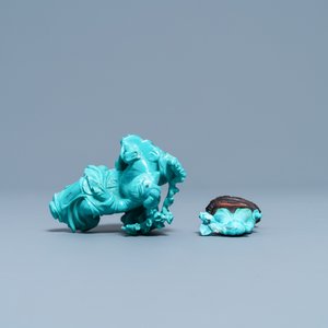 Deux figures en turquoise sculptée, Chine, 19/20ème — photo 6