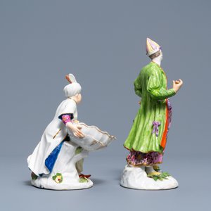 Deux figures orientalistes en porcelaine polychrome, Meissen et Samson, 18/19ème — photo 3