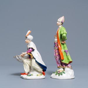 Deux figures orientalistes en porcelaine polychrome, Meissen et Samson, 18/19ème — photo 5