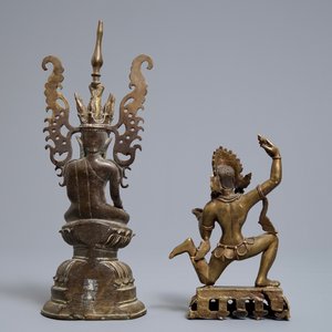 Deux figures votives en bronze, Birmanie et Népal, 18/19ème — photo 4