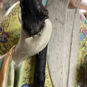 Deux grandes figures des Trois Dieux du Bonheur en porcelaine de Chine famille rose, 19ème — photo 23