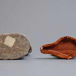 Deux grandes figures en jade et pierre de savon sculptée, Chine, 19/20ème — photo 5