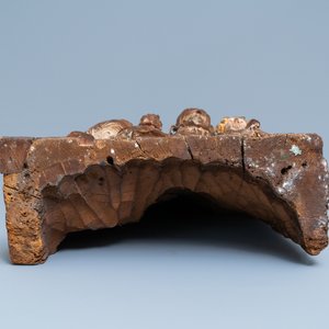 Deux grands fragments de retables en bois sculpté et polychromé, probablement Brabant, 15/16ème — photo 12
