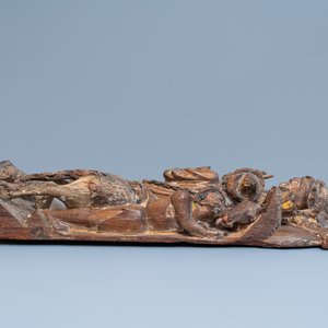 Deux grands fragments de retables en bois sculpté et polychromé, probablement Brabant, 15/16ème — photo 7