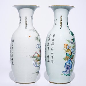 Deux grands vases en porcelaine de Chine famille rose, 19/20ème — photo 4