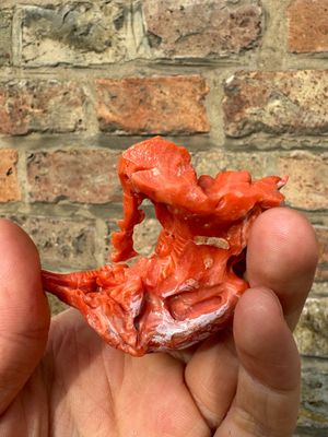 Deux groupes de d'oiseaux parmi des fleurs en corail rouge sur socle en bois, Chine, 19/20ème — photo 13