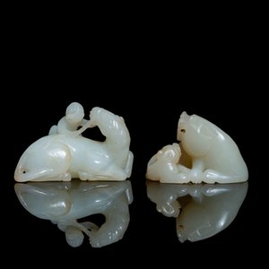 Deux groupes en jade sculpté aux sujets animaliers, Qing — photo 2