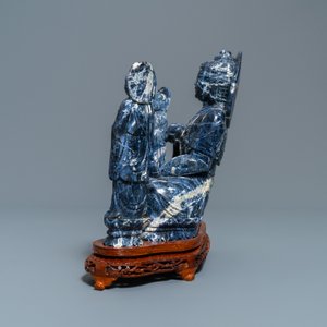 Deux groupes en lapis lazuli sculpté, Chine, 20ème — photo 9