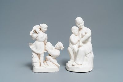 Deux groupes en porcelaine blanc de Chine, époque de la Révolution Culturelle, 20ème