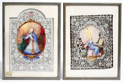 Deux images pieuses de type canivet, 18/19ème