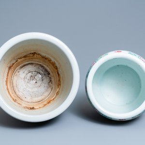 Deux jardinières en porcelaine de Chine famille rose et verte, 19ème — photo 5