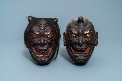 Deux masques Noh, Japon, Edo, 18/19ème