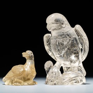 Deux modèles d'un aigle et d'un canard en cristal de roche, Chine, 19/20ème — photo 1