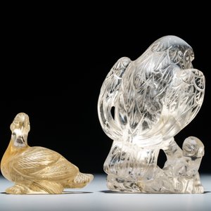 Deux modèles d'un aigle et d'un canard en cristal de roche, Chine, 19/20ème — photo 5