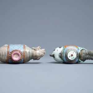 Deux modèles d'un éléphant et d'un cheval en porcelaine de Chine famille rose, Qianlong — photo 6