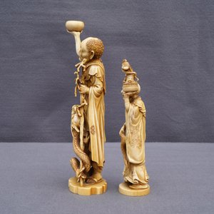 Deux okimonos en ivoire sculpté, Japon, Meiji, 19ème — photo 7