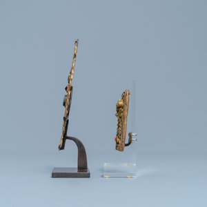 Deux ornements en bronze doré incrusté, Sino-Tibet, 17/18ème — photo 4