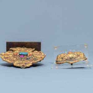 Deux ornements en bronze doré incrusté, Sino-Tibet, 17/18ème — photo 5