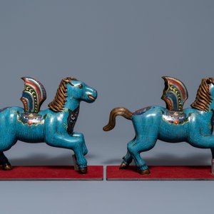 Deux paires de brûle-parfums en émaux cloisonnés, Chine, 19ème — photo 4