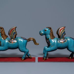 Deux paires de brûle-parfums en émaux cloisonnés, Chine, 19ème — photo 5
