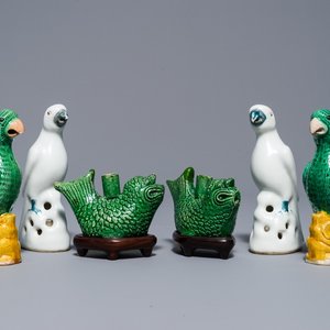 Deux paires de perroquets et une paire de compte-gouttes, Chine, Kangxi et après — photo 1