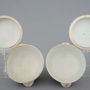 Deux paires de terrrines et couvercles en porcelaine de Chine famille rose, Qianlong, 18ème — photo 12