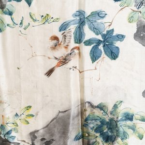 Deux panneux de forme rectangulaire en soie brodée et peinte, Chine, 19/20ème — photo 13