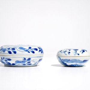 Deux petites boîtes couvertes en porcelaine de Chine bleu et blanc, Kangxi — photo 5