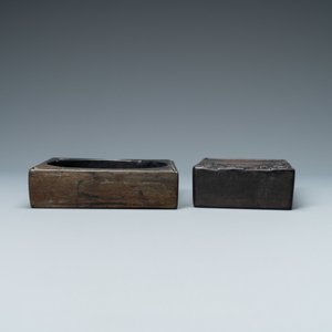 Deux pierres à encre 'duan' dans leur boîtes en bois, Chine, 19/20ème — photo 4