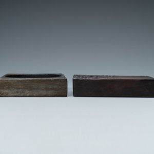 Deux pierres à encre 'duan' dans leur boîtes en bois, Chine, 19/20ème — photo 5