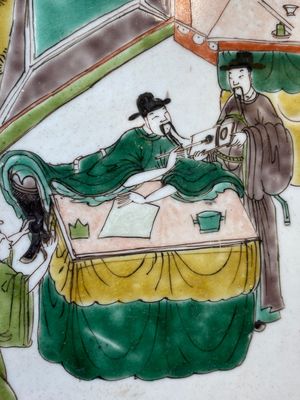 Deux plaques de forme rectangulaire en porcelaine de Chine famille verte, Kangxi — photo 7