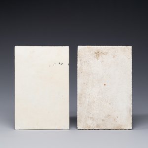 Deux plaques en porclaine de Chine qianjiang cai, signées Shi Qifeng 石奇峰 and Wang Xiliang 王錫良, daté 1944 — photo 2