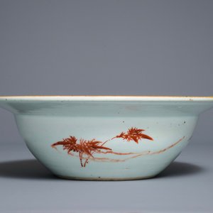 Deux portes-chapeaux et un bol en porcelaine de Chine qianjiang cai et famille rose, 19/20ème — photo 11