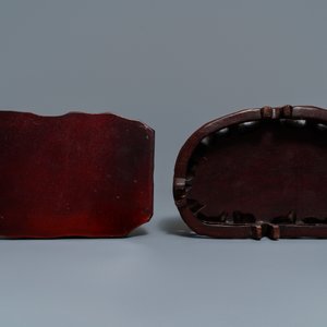 Deux pots à pinceaux en bambou et cinq socles en bois, Chine, 19/20ème — photo 7