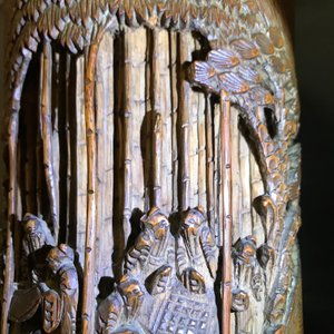 Deux pots à pinceaux en bambou sculpté, Chine, 18/19ème — photo 25