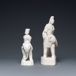 Deux sculptures de Guanyin et d'un marchand sogdien sur éléphants en porcelaine blanche de Chine de Dehua, Kangxi — photo 5
