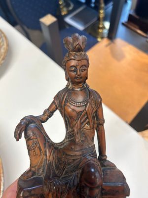 Deux sculptures en bois figurant Guanyin et Tudigong, Chine, Qing — photo 18