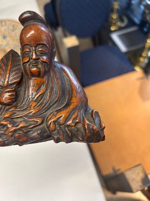 Deux sculptures en bois figurant Guanyin et Tudigong, Chine, Qing — photo 10