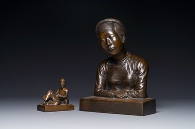 Deux sculptures en bronze, vietnam, 19/20ème