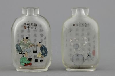 Deux tabatières chinoises peint sous verre, 19e-20e