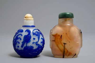 Deux tabatières en agate et verre, Chine, 19/20ème