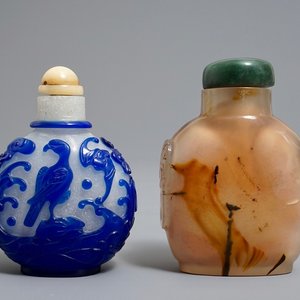 Deux tabatières en agate et verre, Chine, 19/20ème — photo 1