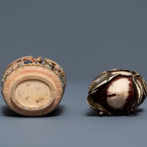 Deux tabatières en ivoire sculpté polychrome, Chine, 19ème — photo 4
