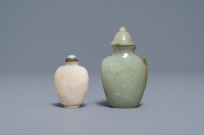 Deux tabatières en jade blanc et céladon de style moghol, Chine, 19ème